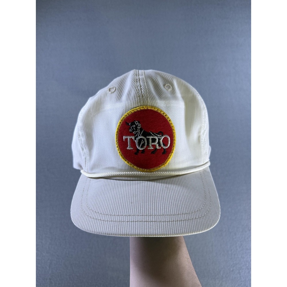 Vintage Toro Hat Cap Strap Back Mens One Size White Rope Bull Patch Logo‎ 80s